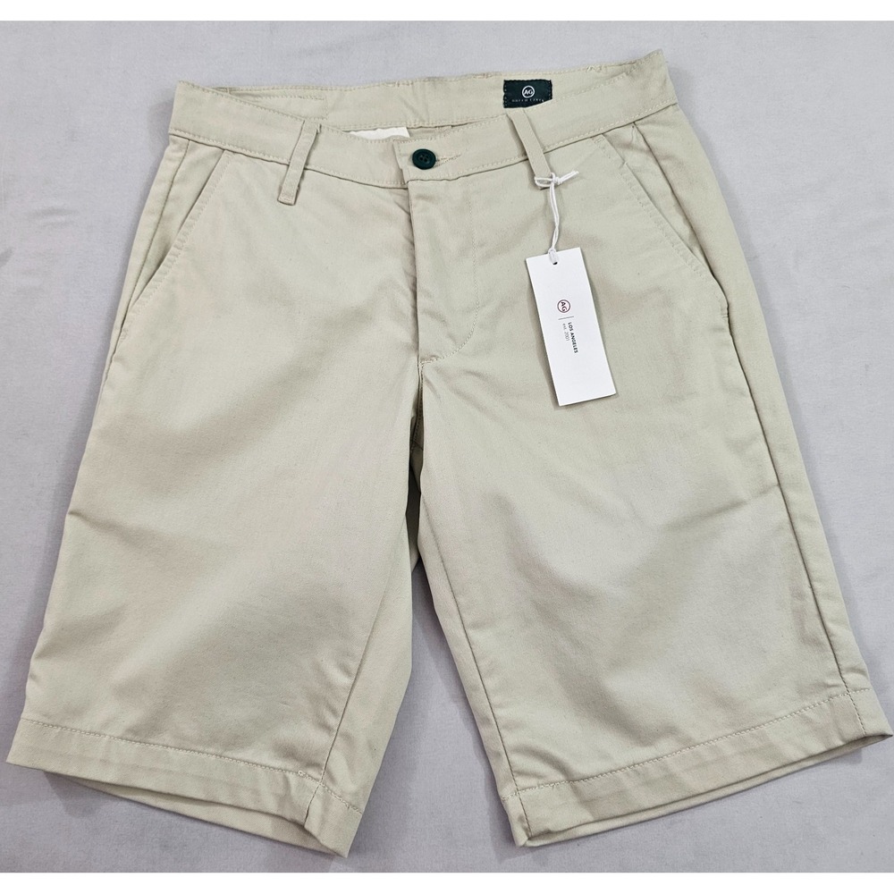AG Adriano Goldschmied shorts mens 28 R 10" beige stretch zip pockets $198